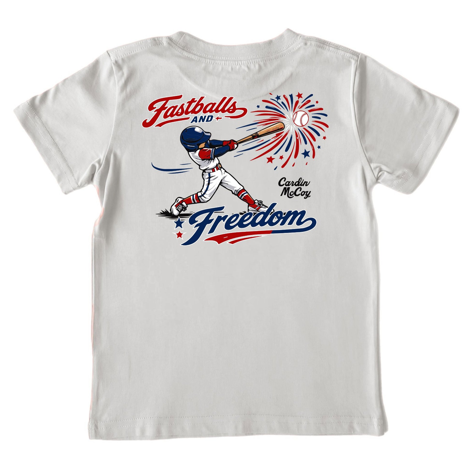Kids' Fastballs and Freedom Helmet Short-Sleeve Tee Short Sleeve T-Shirt Cardin McCoy Ice Gray XXS (2/3) Pocket