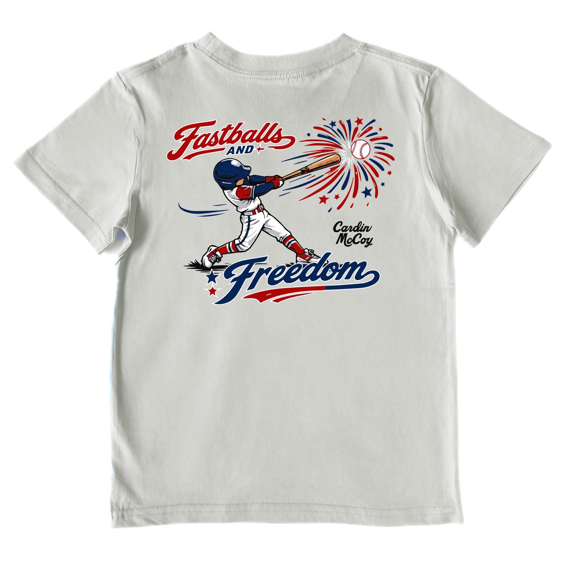 Kids' Fastballs & Freedom With Helmet Baseball Performance Short-Sleeve Tee Short Sleeve T-Shirt Cardin McCoy Gray Mist XXS (2/3) Performance