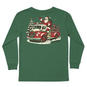 Kids' Fire Truck Santa Long-Sleeve Tee Long Sleeve T-Shirt Cardin McCoy Dark Olive XXS (2/3) Pocket