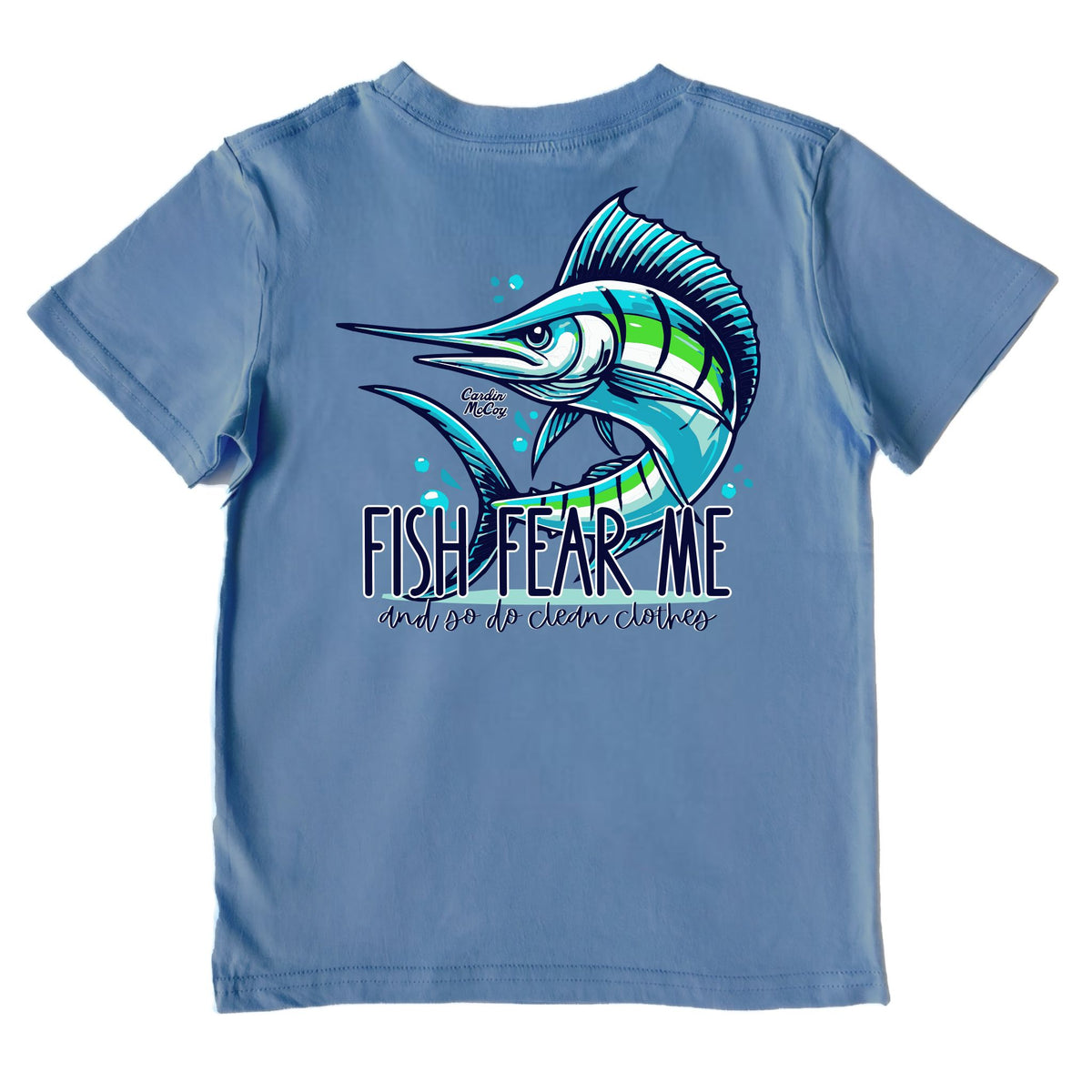 Kids' Fish Fear Me Performance Short-Sleeve Tee Short Sleeve T-Shirt Cardin McCoy Captain Blue XXS (2/3) 