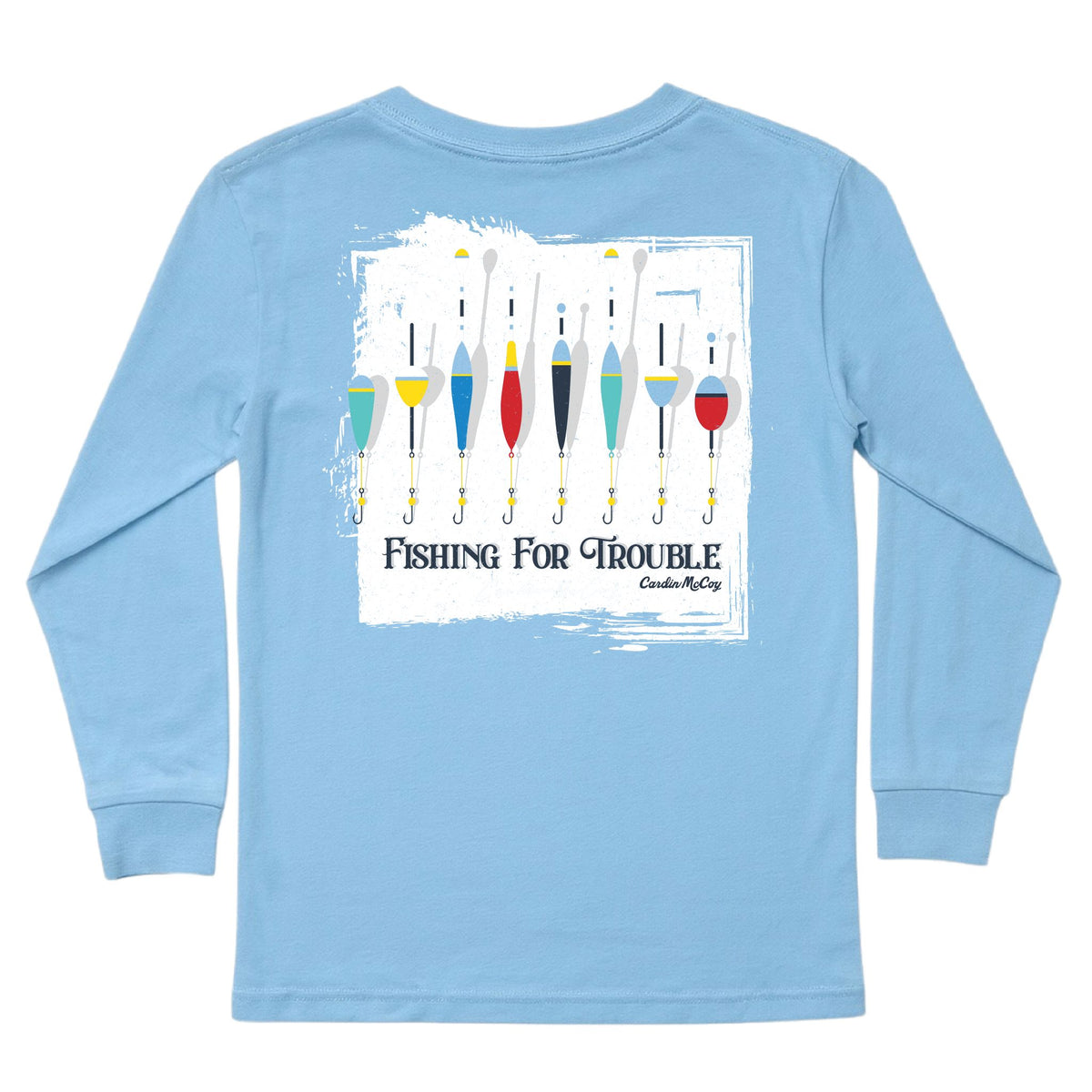 Kids' Fishing For Trouble Long-Sleeve Tee Long Sleeve T-Shirt Cardin McCoy Light Blue XXS (2/3) Pocket