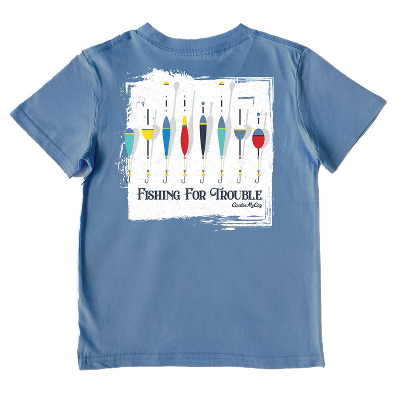 Kids' Fishing For Trouble Performance Short-Sleeve Tee Short Sleeve T-Shirt Cardin McCoy Captain Blue XXS (2/3) Pocket
