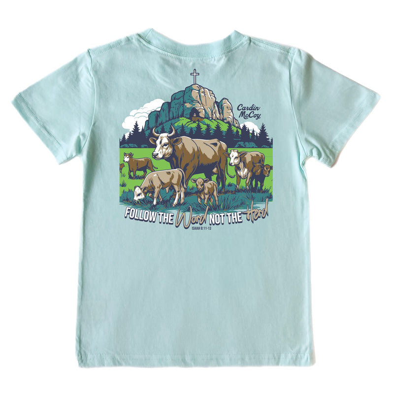 Kids' Follow The Word, Not The Herd Short-Sleeve Tee Short Sleeve T-Shirt Cardin McCoy Blue Mint XXS (2/3) Pocket