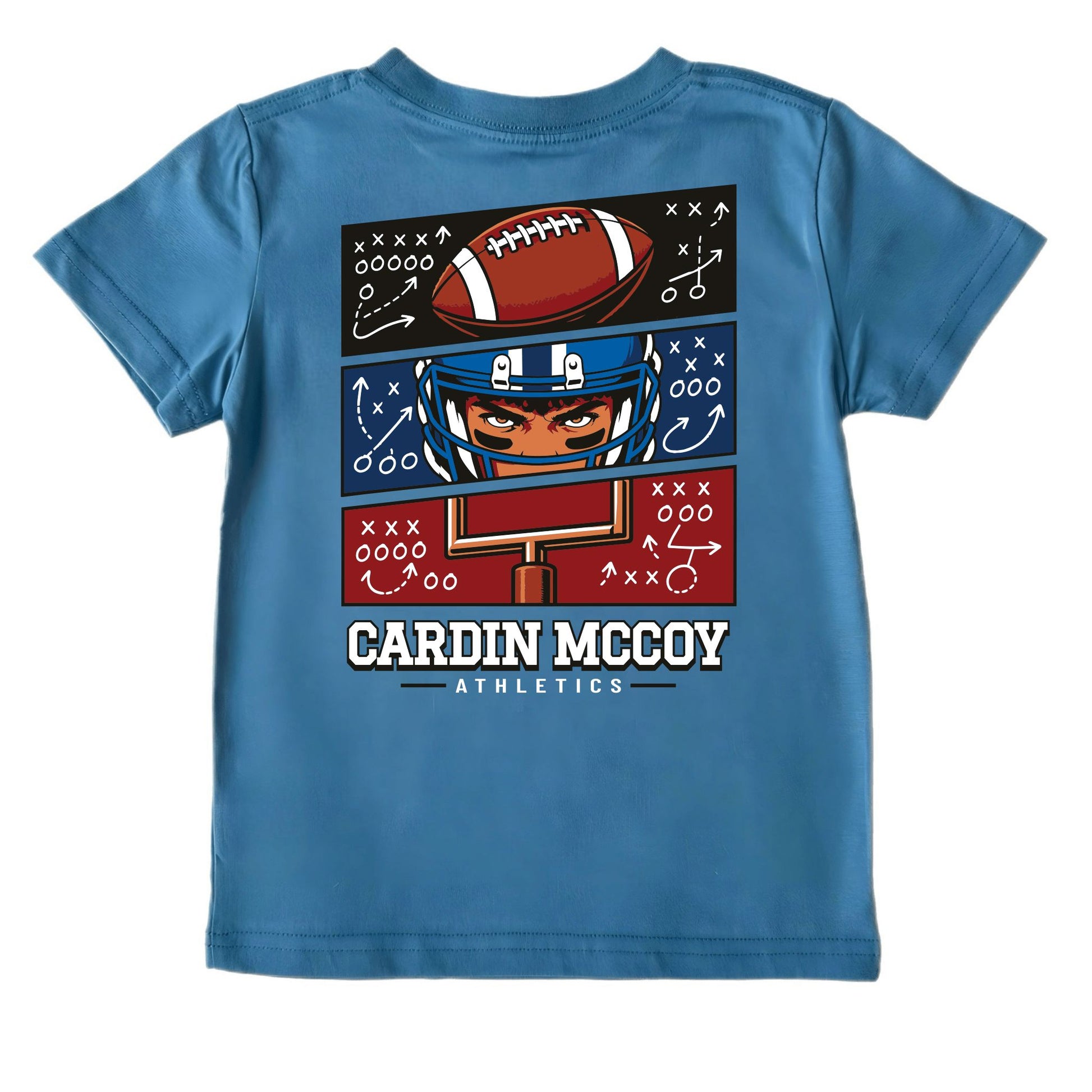 Kids' Football Grid Short-Sleeve Tee Short Sleeve T-Shirt Cardin McCoy Blue XXS (2/3) Pocket
