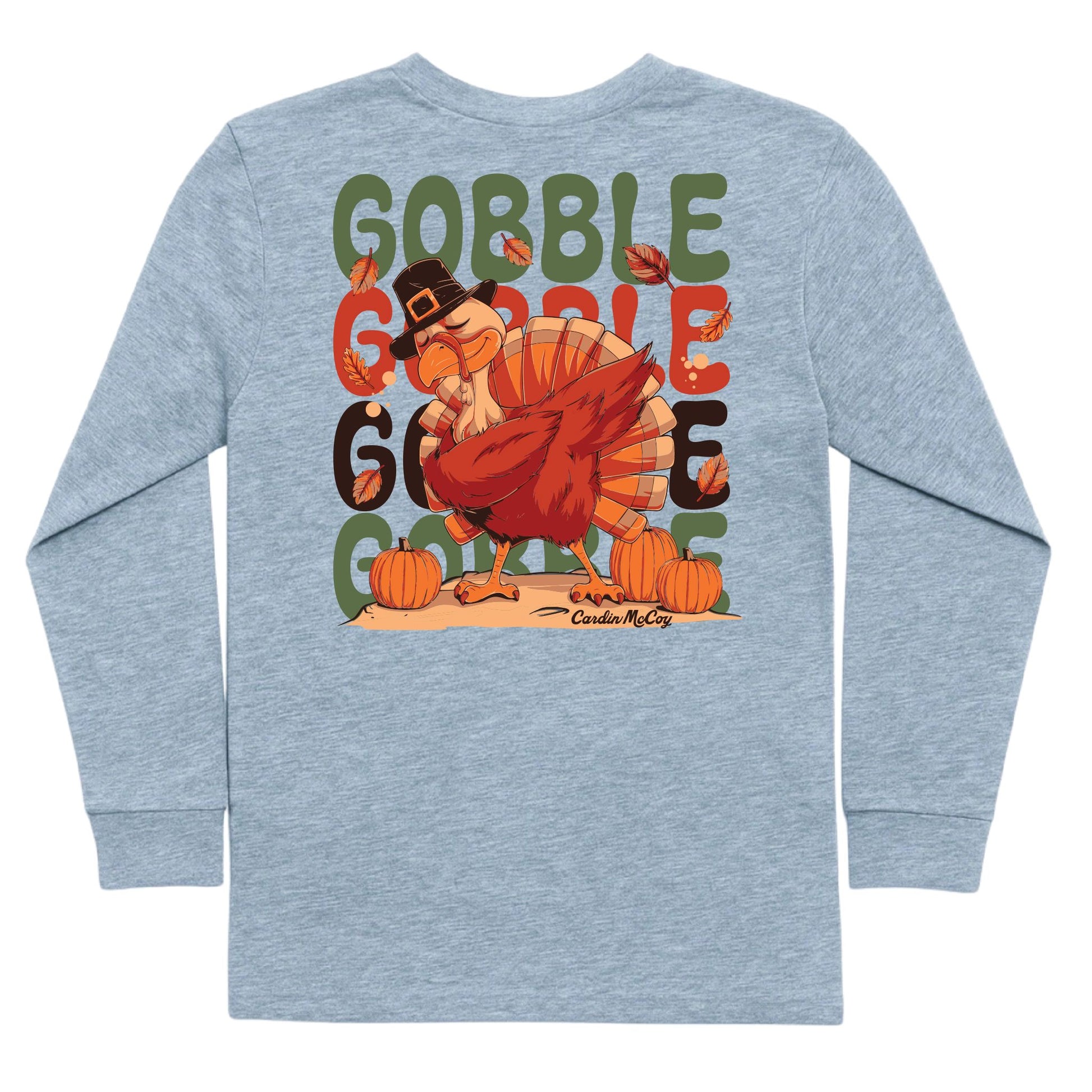 Kids' Gobble Gobble Long-Sleeve Tee Long Sleeve T-Shirt Cardin McCoy Heather Gray XXS (2/3) Pocket
