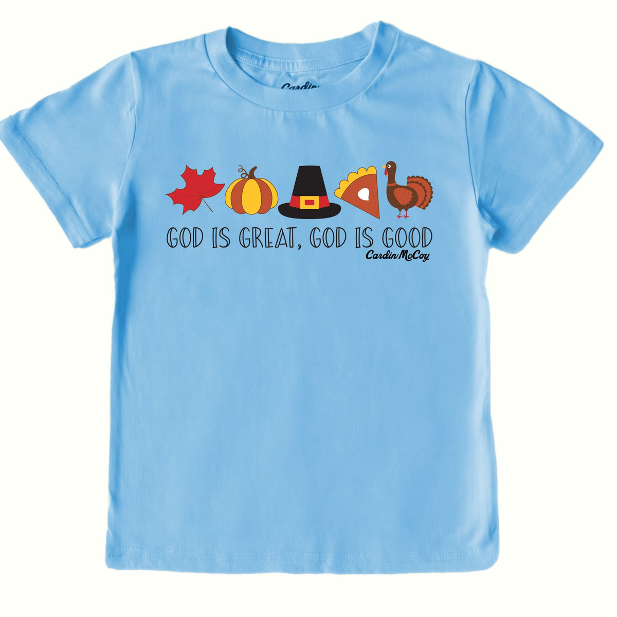Kids' God is Great Front Short-Sleeve Tee Short Sleeve T-Shirt Cardin McCoy Light Blue XXS (2/3) No Pocket