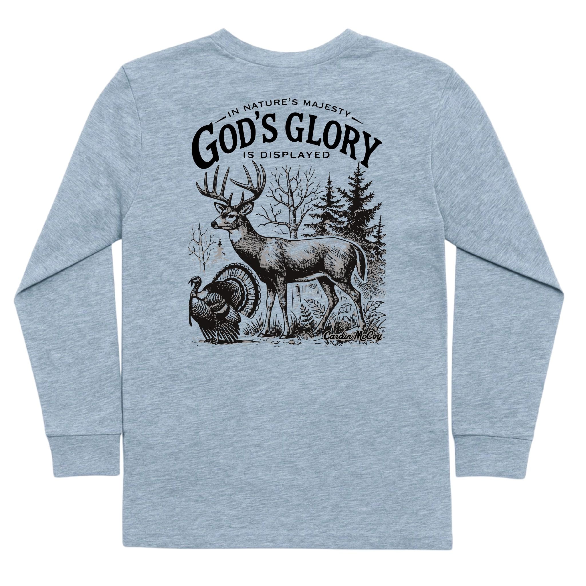 Kids' God's Glory Long-Sleeve Tee Long Sleeve T-Shirt Cardin McCoy Heather Gray XXS (2/3) Pocket