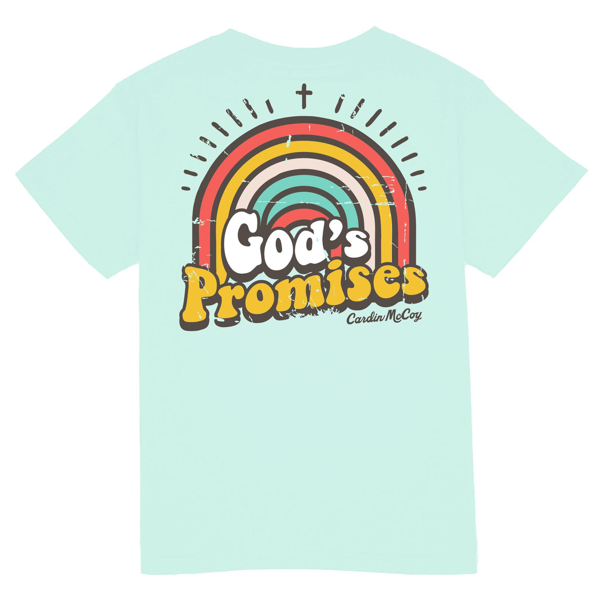 Kids' God's Promises Short Sleeve Tee Short Sleeve T-Shirt Cardin McCoy Blue Mint XS (4/5) No Pocket