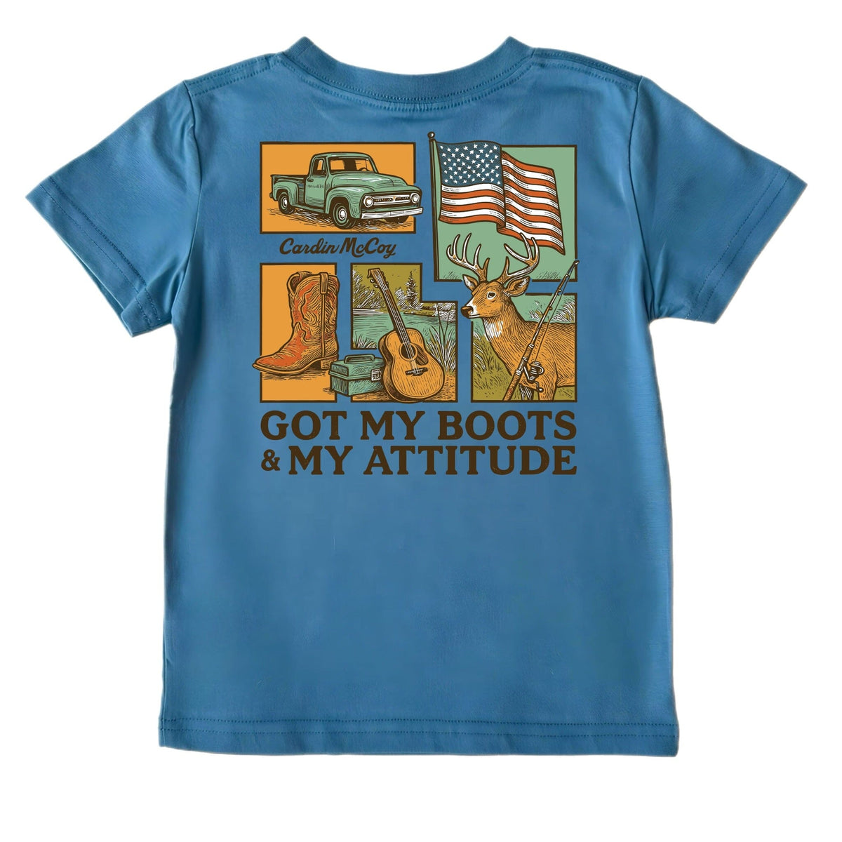 Kids' Got My Boots Short-Sleeve Tee Short Sleeve T-Shirt Cardin McCoy Blue XXS (2/3) Pocket