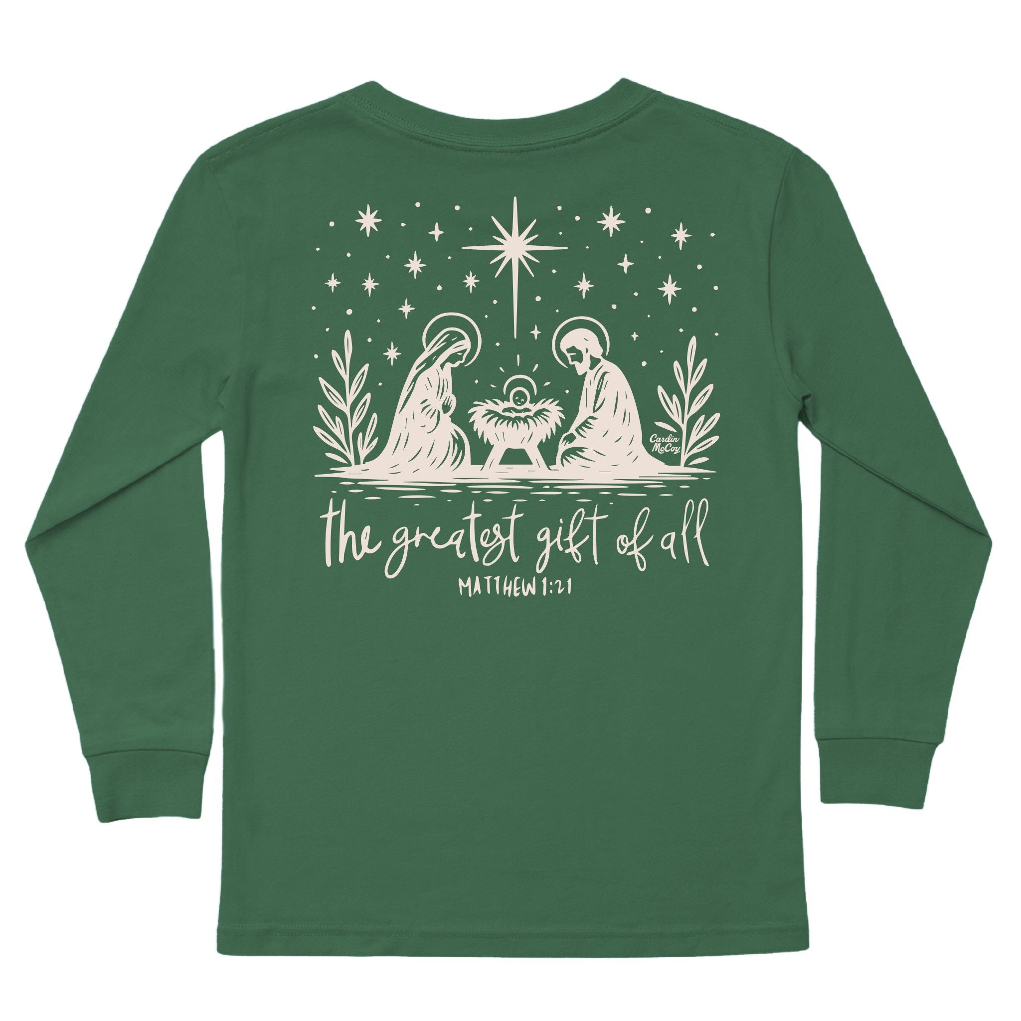 Kid's Greatest Gift Long-Sleeve Tee Long Sleeve T-Shirt Cardin McCoy Dark Olive XXS (2/3) Pocket
