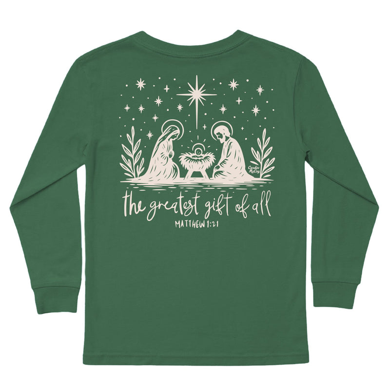 Kid's Greatest Gift Long-Sleeve Tee Long Sleeve T-Shirt Cardin McCoy Dark Olive XXS (2/3) Pocket