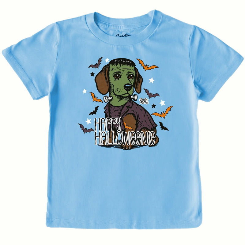 Kids' Happy Halloweenie Front Design Short-Sleeve Tee Short Sleeve T-Shirt Cardin McCoy Light Blue XXS (2/3) Front Design