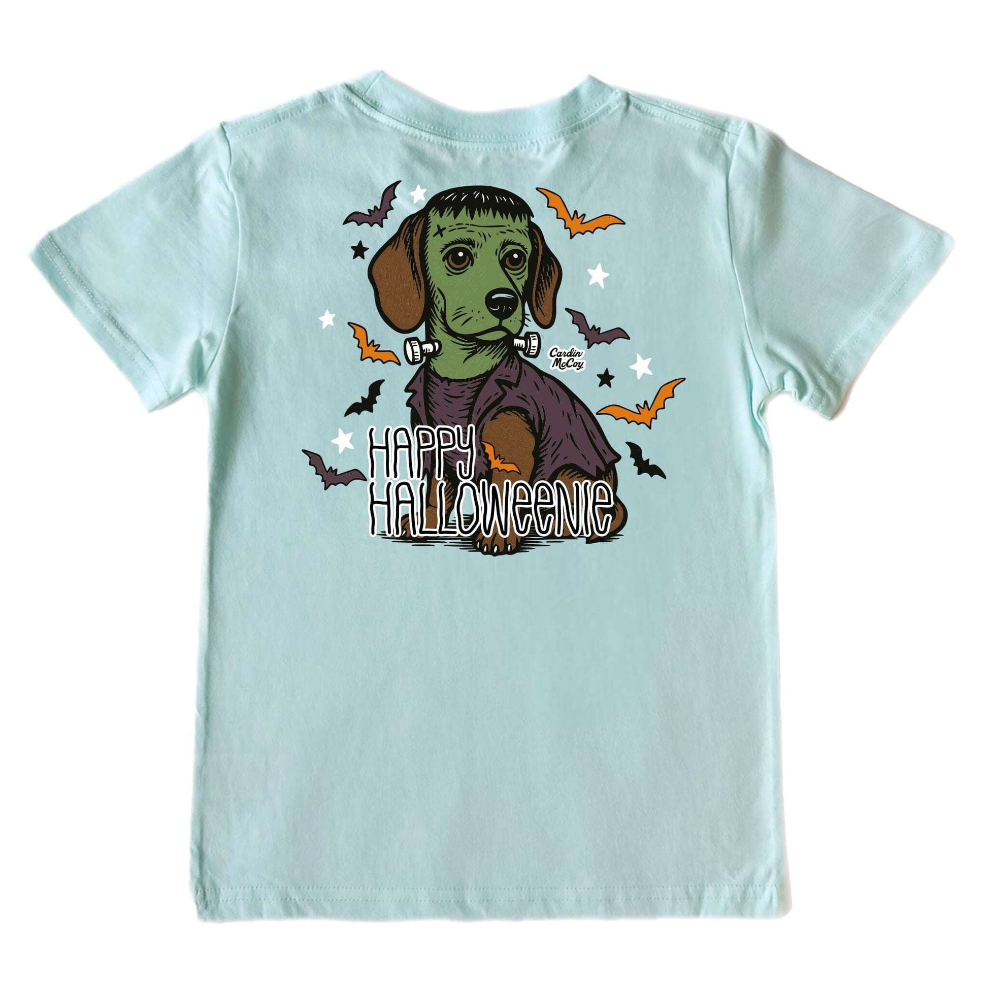 Kids' Happy Halloweenie Short-Sleeve Tee Short Sleeve T-Shirt Cardin McCoy Blue Mint XXS (2/3) No Pocket