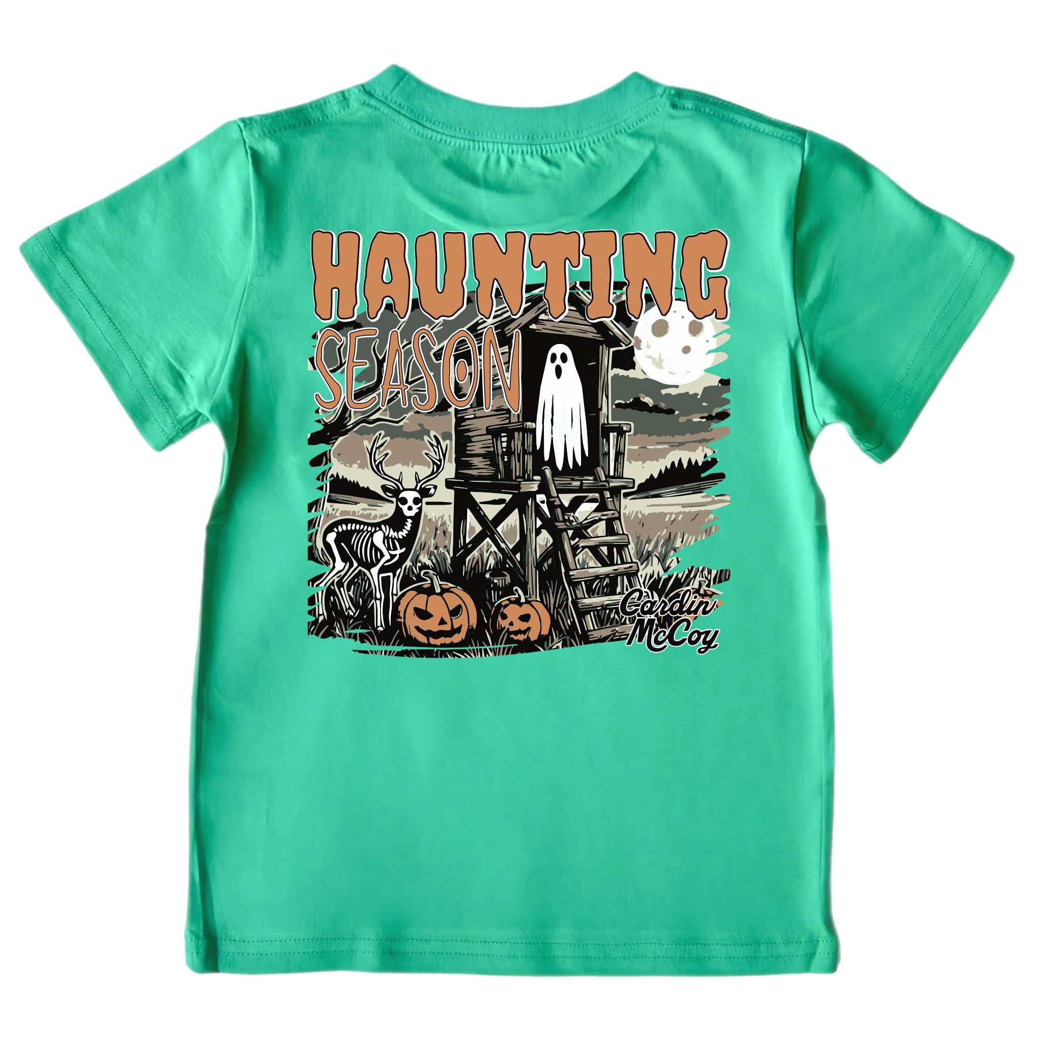 Kids' Haunting Season Short-Sleeve Tee Short Sleeve T-Shirt Cardin McCoy Green XXS (2/3) Pocket