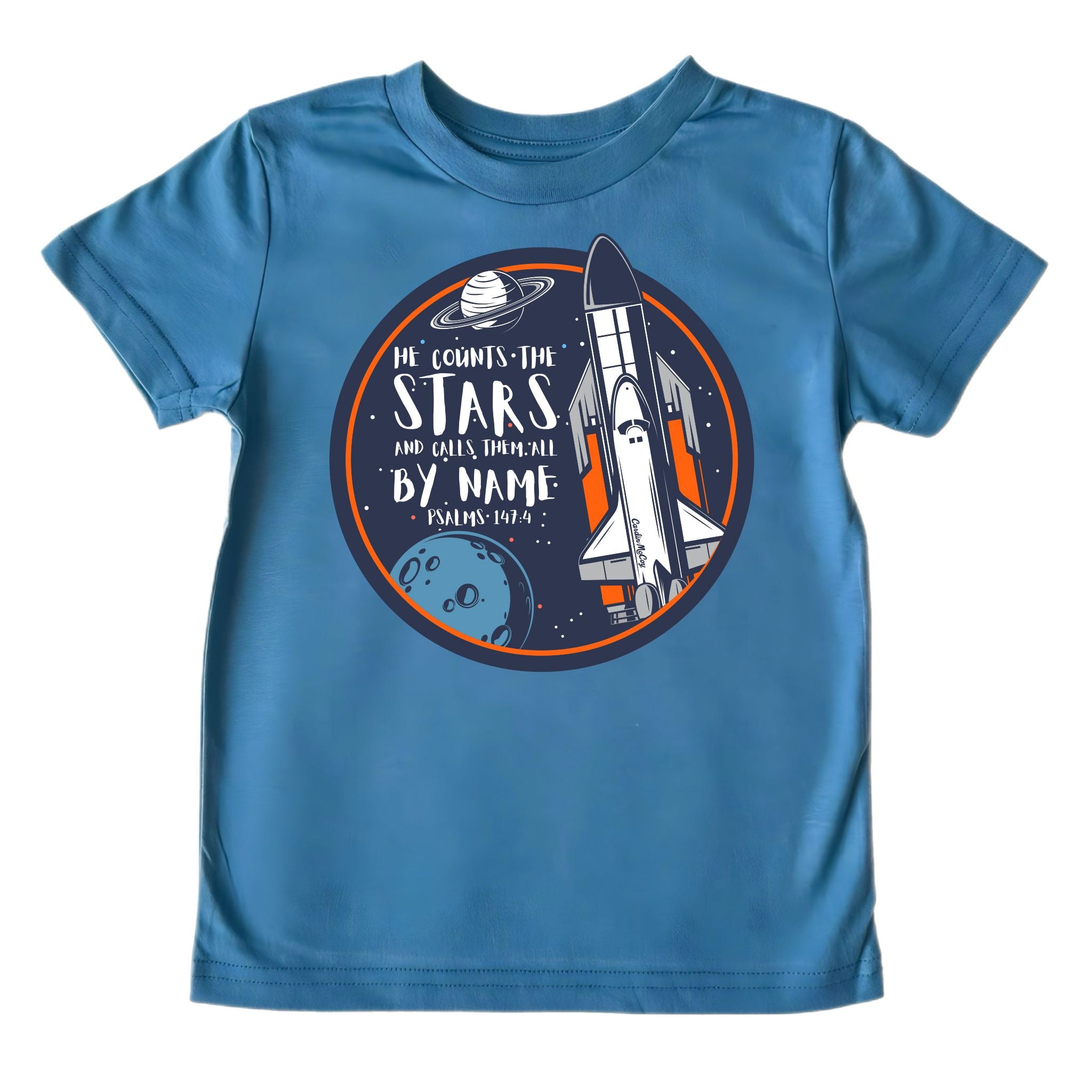 Kids' He Counts The Stars Front Short-Sleeve Tee Short Sleeve T-Shirt Cardin McCoy Blue XXS (2/3) No Pocket