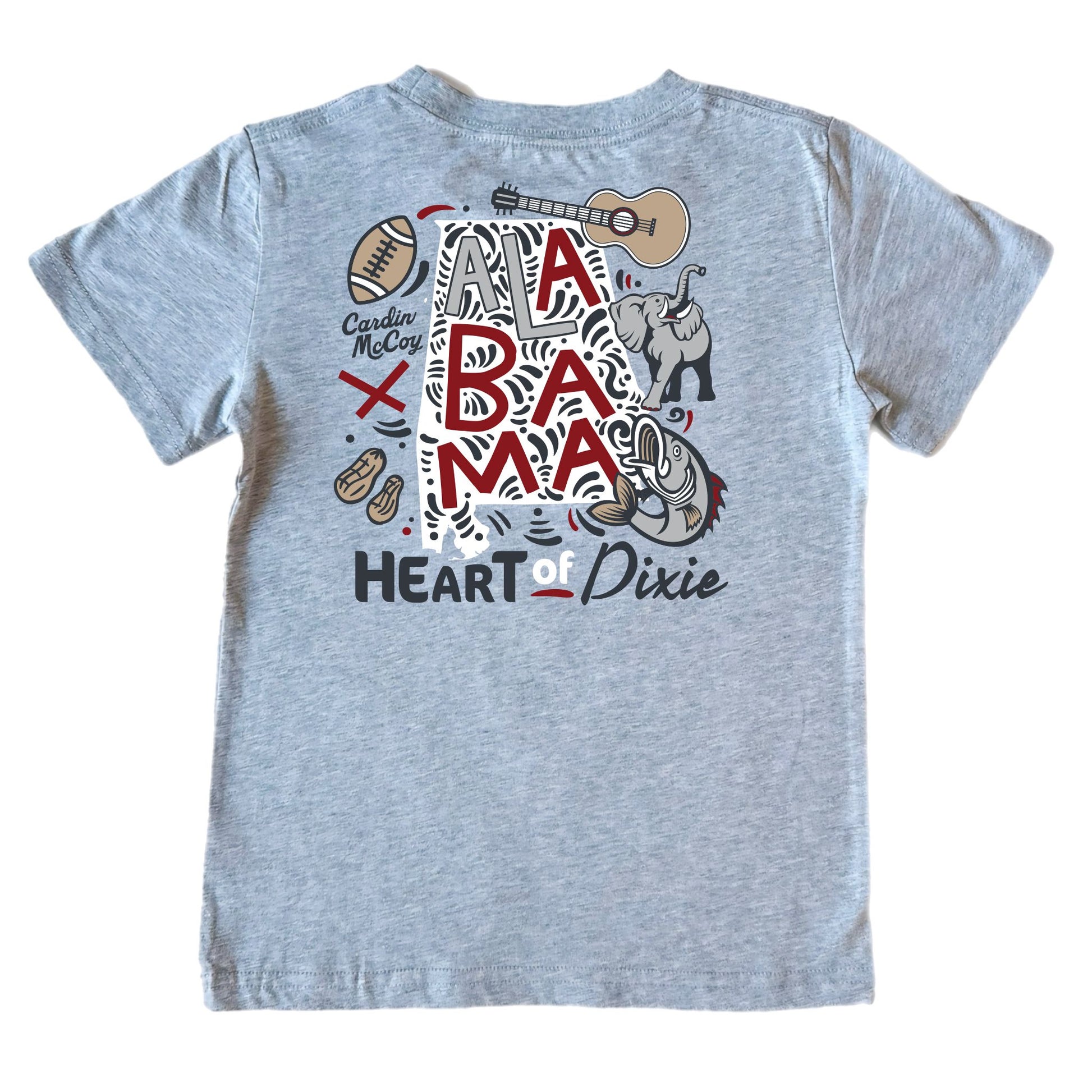 Kids' Heart of Dixie Crimson Short-Sleeve Tee Short Sleeve T-Shirt Cardin McCoy Heather Gray XXS (2/3) Pocket