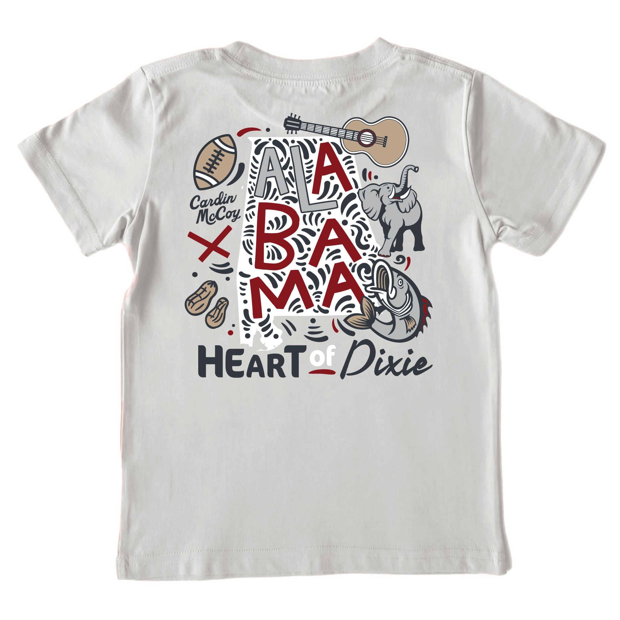 Kids' Heart of Dixie Crimson Short-Sleeve Tee Short Sleeve T-Shirt Cardin McCoy Ice Gray XXS (2/3) Pocket