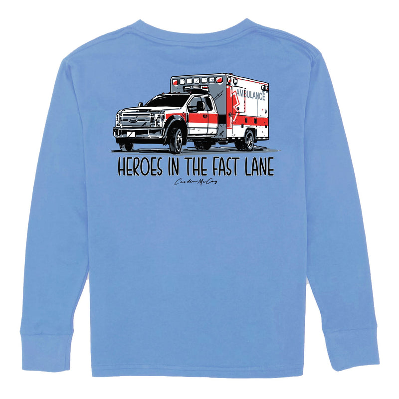 Kids' Heroes in the Fast Lane Long Sleeve Pocket Tee Long Sleeve T-Shirt Cardin McCoy Carolina Blue XXS (2/3) 