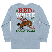 Kids' Holly Jolly Long-Sleeve Tee Long Sleeve T-Shirt Cardin McCoy Heather Gray XXS (2/3) Pocket