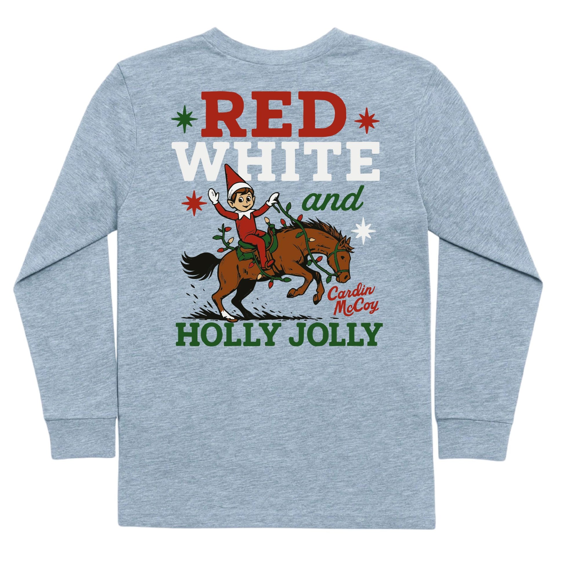 Kids' Holly Jolly Long-Sleeve Tee Long Sleeve T-Shirt Cardin McCoy Heather Gray XXS (2/3) Pocket