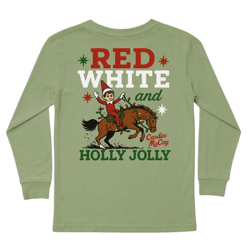 Kids' Holly Jolly Long-Sleeve Tee Long Sleeve T-Shirt Cardin McCoy Light Olive XXS (2/3) Pocket