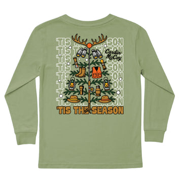 Kids' Hunting Christmas Tree Long-Sleeve Tee Long Sleeve T-Shirt Cardin McCoy Light Olive XXS (2/3) Pocket