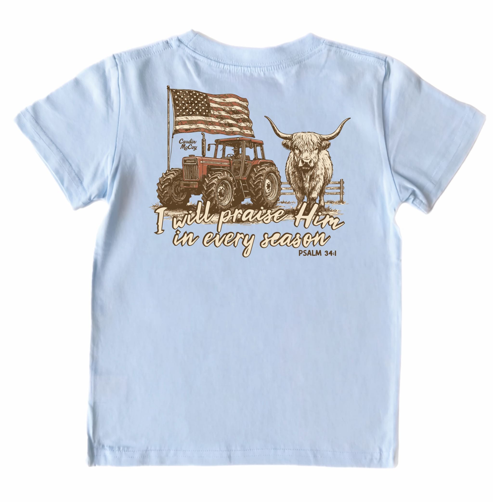 Kids' I Will Praise Mama Short-Sleeve Tee Short Sleeve T-Shirt Cardin McCoy Cool Blue XXS (2/3) Pocket