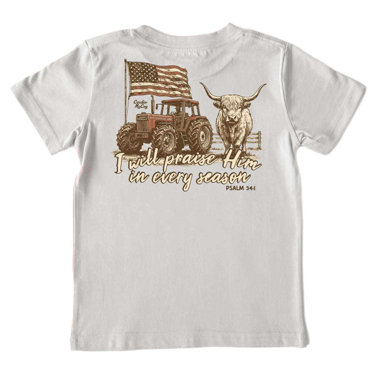 Kids' I Will Praise Short-Sleeve Tee Short Sleeve T-Shirt Cardin McCoy Ice Gray XXS (2/3) Pocket