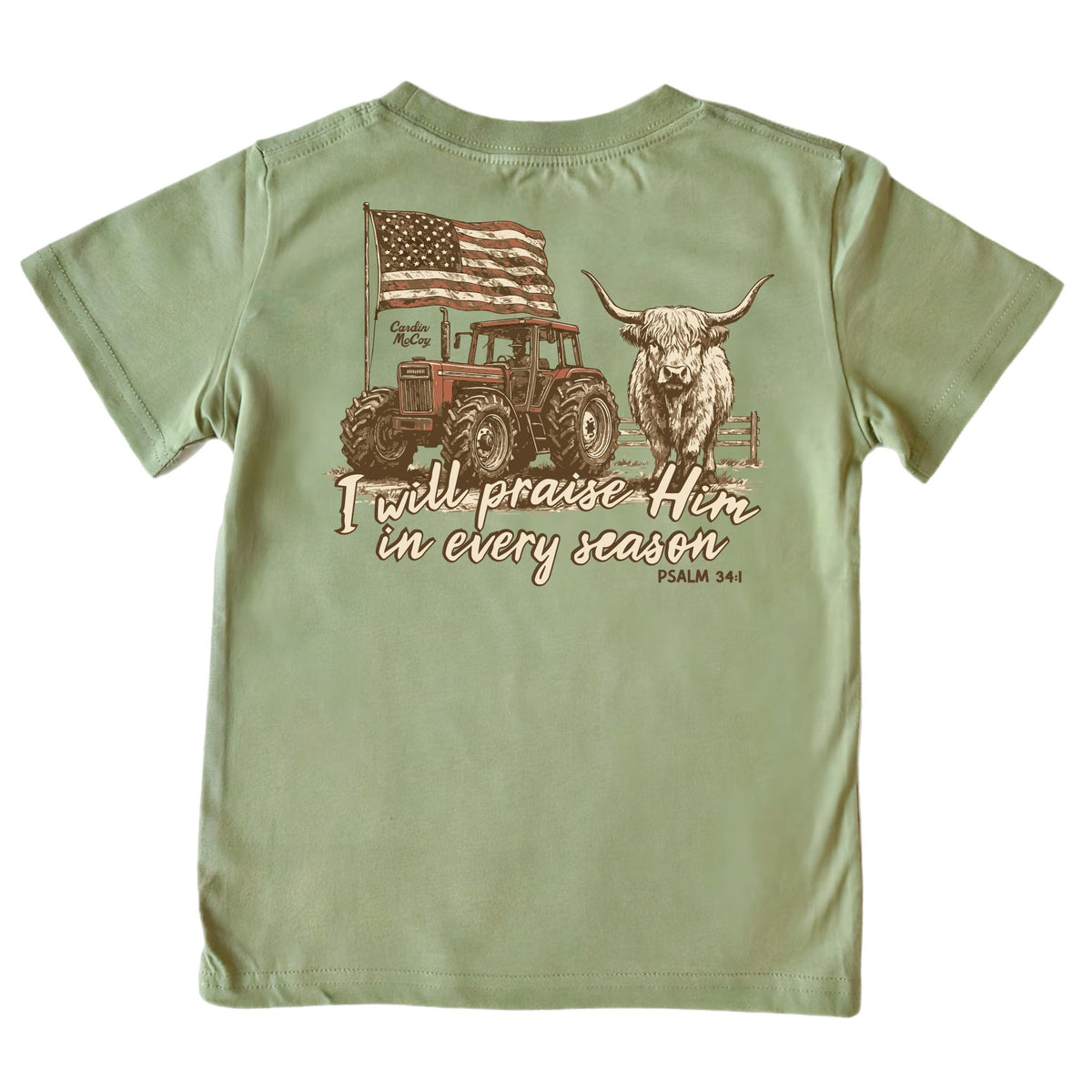 Kids' I Will Praise Short-Sleeve Tee Short Sleeve T-Shirt Cardin McCoy Light Olive XXS (2/3) Pocket