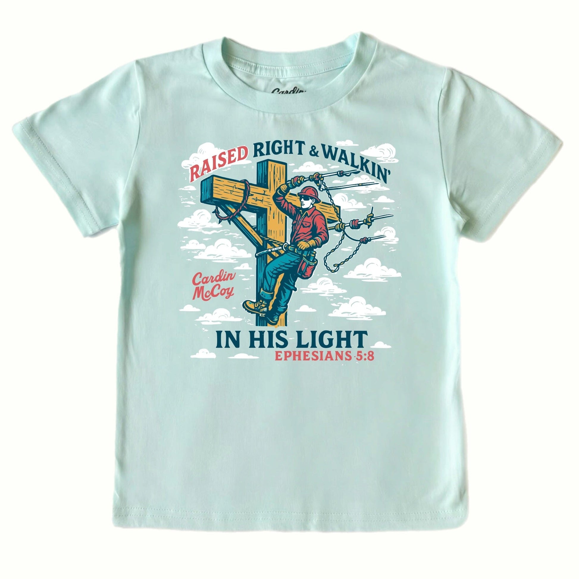 Kids' In His Light Front Design Short-Sleeve Tee Short Sleeve T-Shirt Cardin McCoy Blue Mint XXS (2/3) Front Design