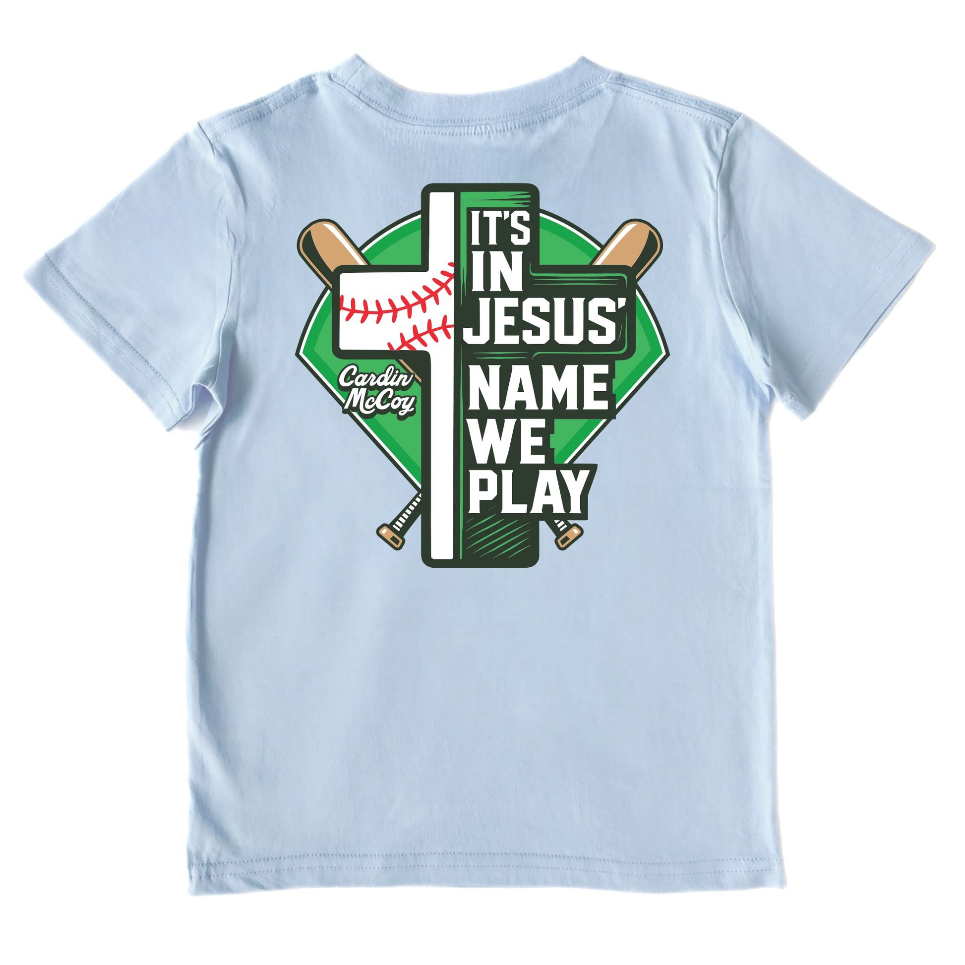 Kids' In Jesus Name Baseball Performance Short-Sleeve Tee Short Sleeve T-Shirt Cardin McCoy Blue Sky XXS (2/3) Performance