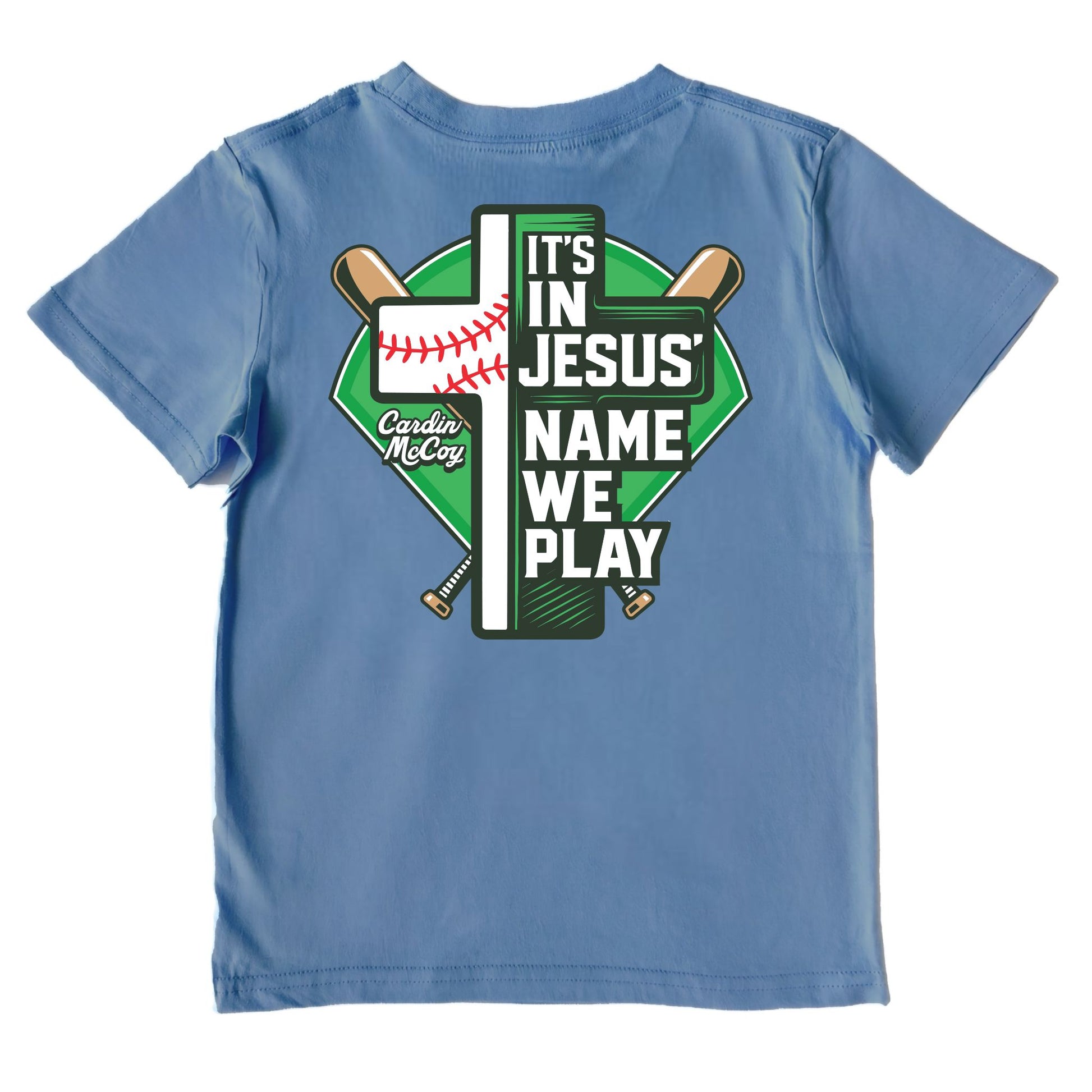Kids' In Jesus Name Baseball Performance Short-Sleeve Tee Short Sleeve T-Shirt Cardin McCoy Captain Blue XXS (2/3) Performance
