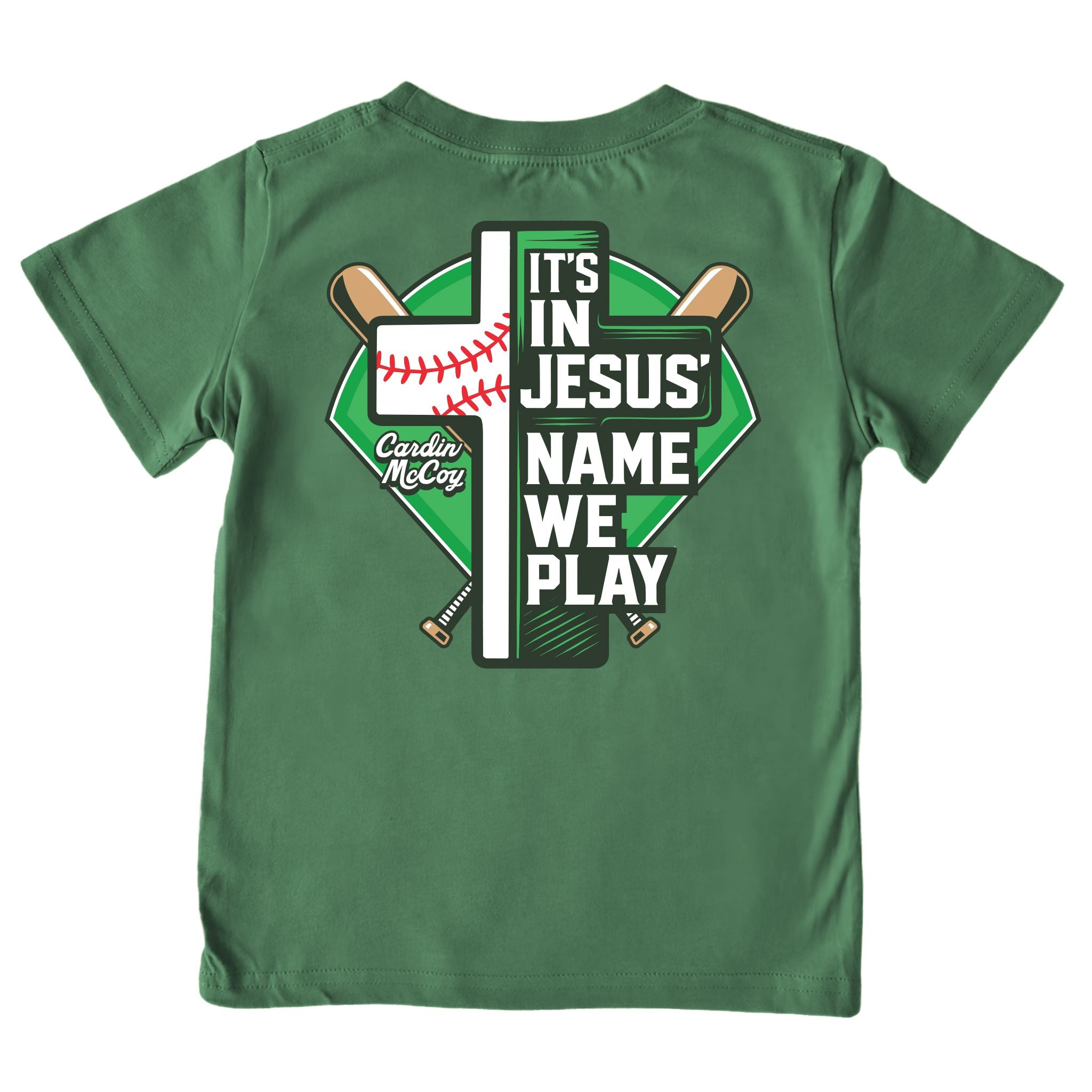 Kids' In Jesus Name Baseball Short-Sleeve Tee Short Sleeve T-Shirt Cardin McCoy Dark Olive XXS (2/3) Pocket