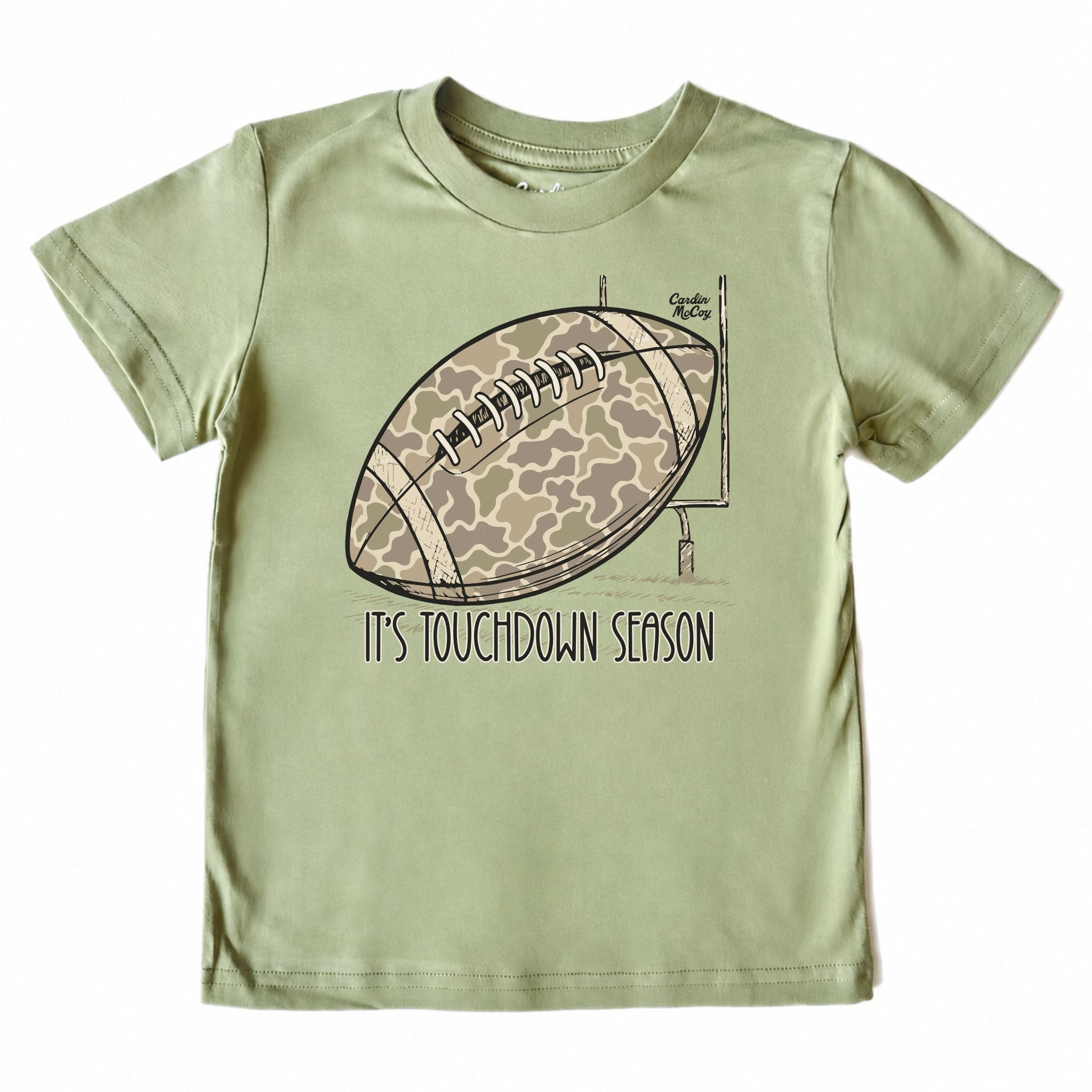 Kids' It's Touchdown Season Front Short-Sleeve Tee Short Sleeve T-Shirt Cardin McCoy Light Olive XXS (2/3) Pocket