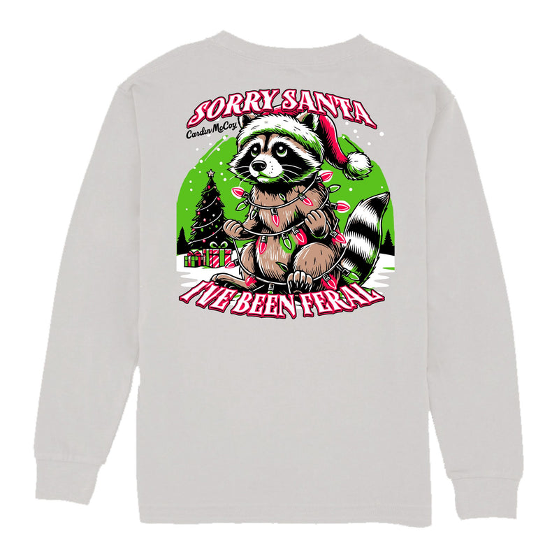 Kids' I've Been Feral Long-Sleeve Tee Long Sleeve T-Shirt Cardin McCoy Ice Gray XXS (2/3) Pocket
