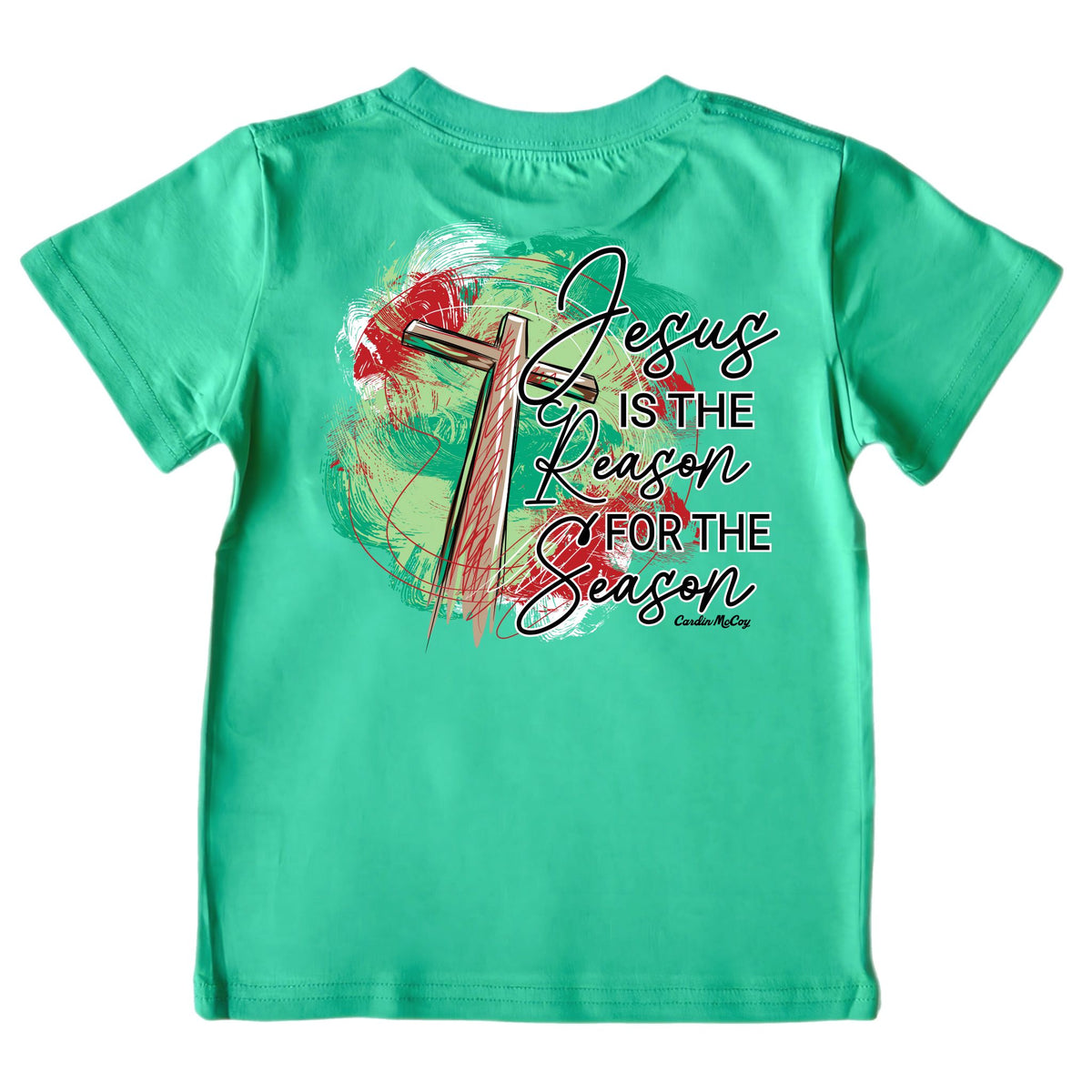 Kids' Jesus is the Reason Short-Sleeve Tee Short Sleeve T-Shirt Cardin McCoy Green XXS (2/3) Pocket