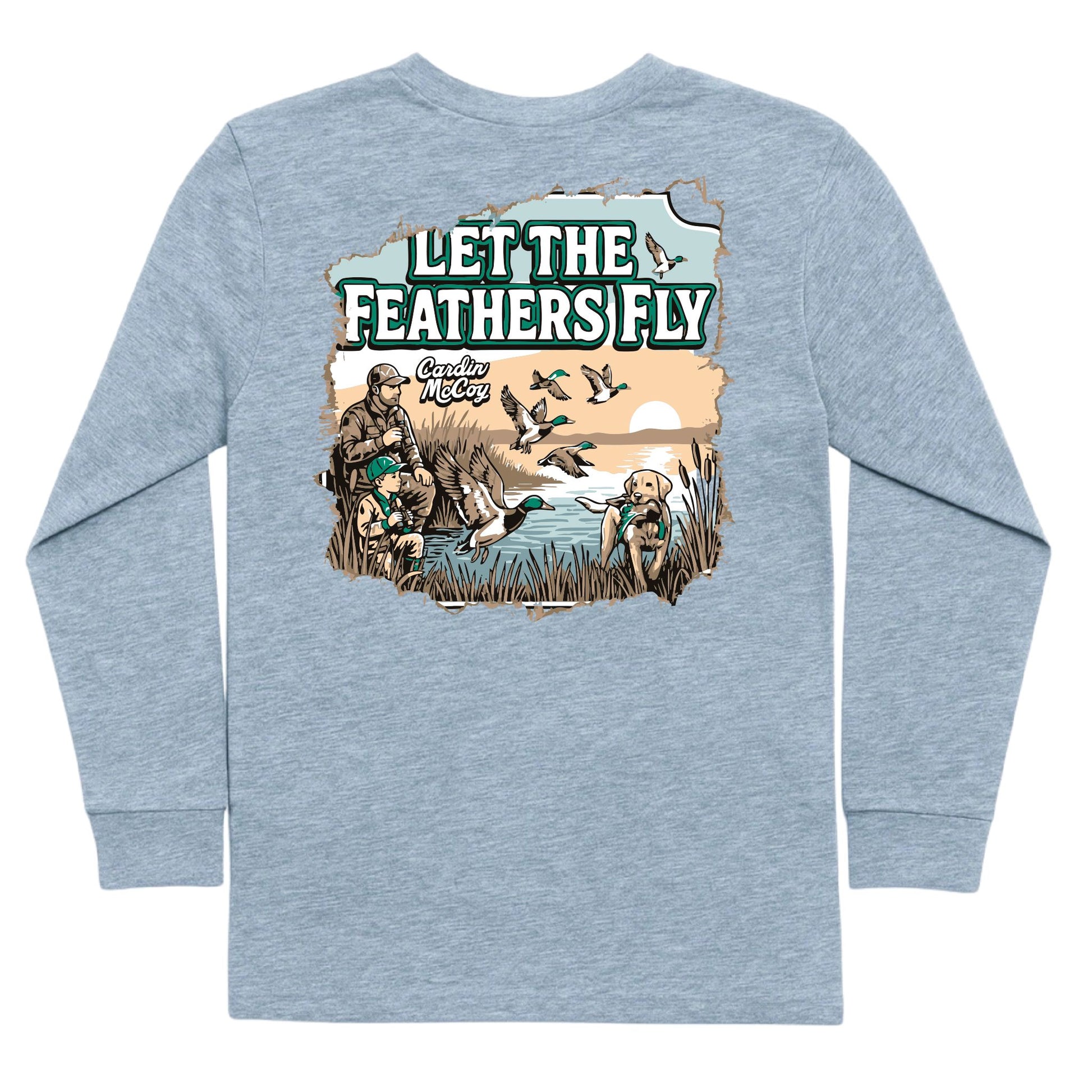 Kids' Let the Feathers Fly Long-Sleeve Tee Long Sleeve T-Shirt Cardin McCoy Heather Gray XXS (2/3) Pocket