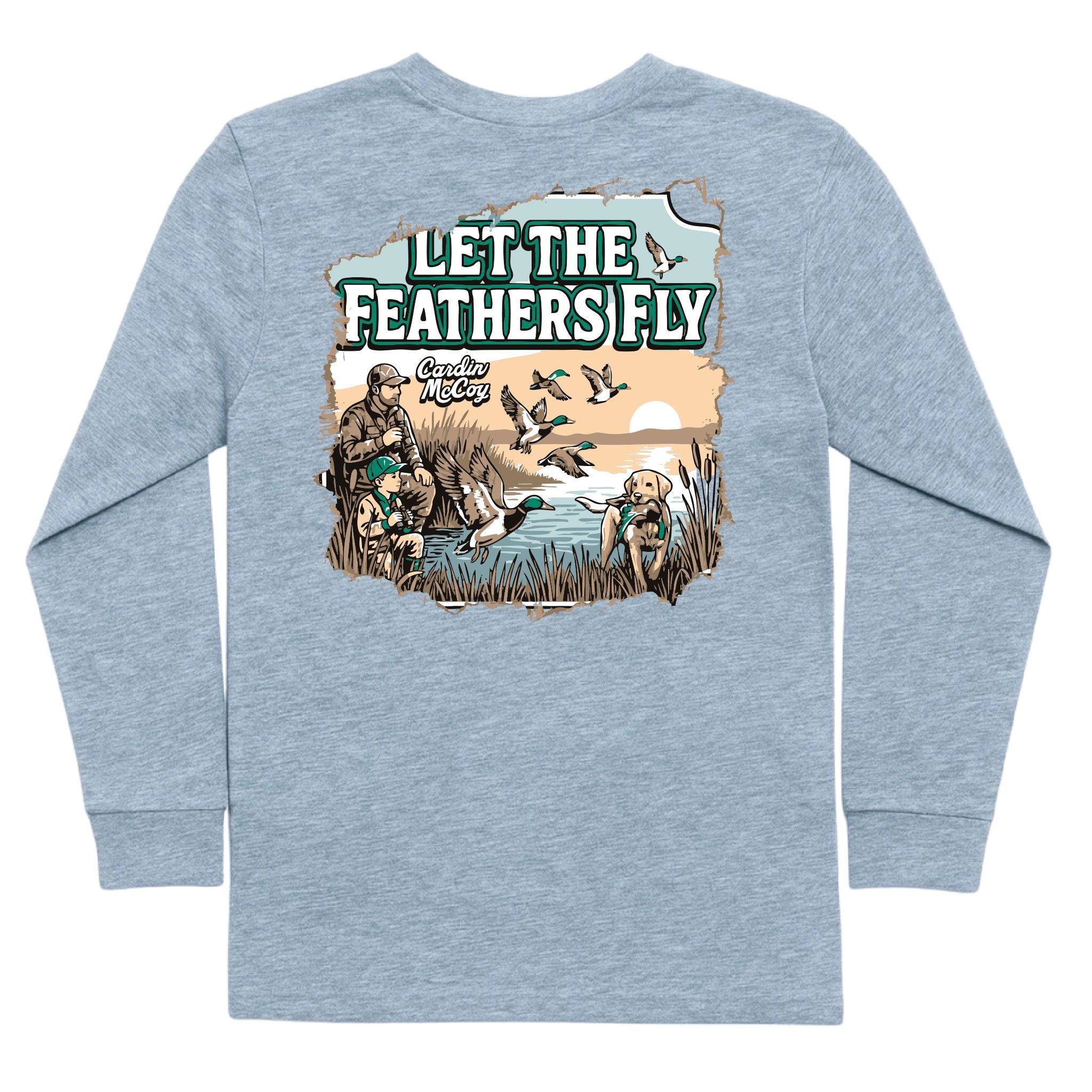 Kids' Let the Feathers Fly Long-Sleeve Tee Long Sleeve T-Shirt Cardin McCoy Heather Gray XXS (2/3) Pocket