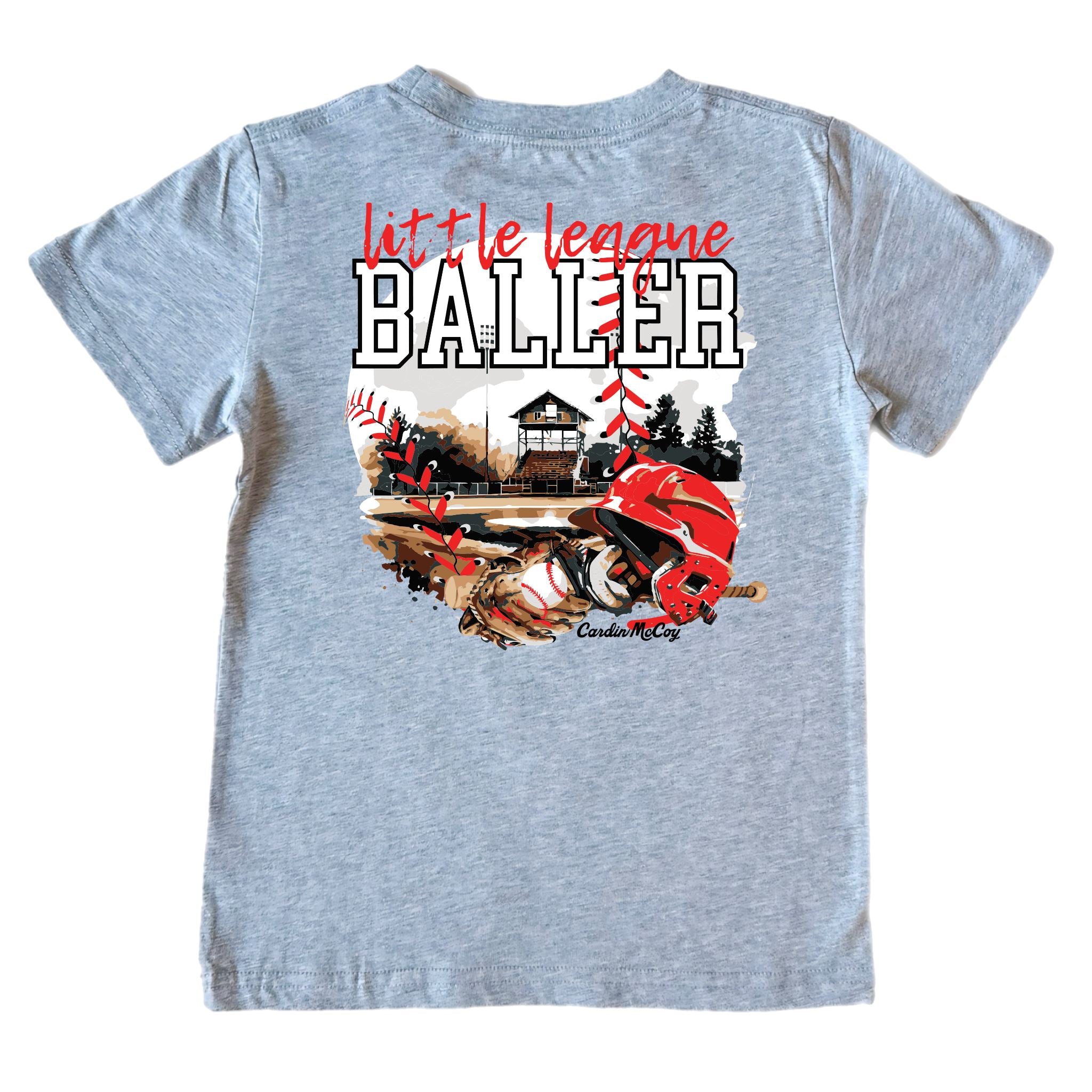 Kids' Little League Baller Short-Sleeve Tee Short Sleeve T-Shirt Cardin McCoy Heather Gray XXS (2/3) Pocket