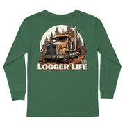 Kids' Logger Life Long-Sleeve Tee Long Sleeve T-Shirt Cardin McCoy Dark Olive XXS (2/3) Pocket