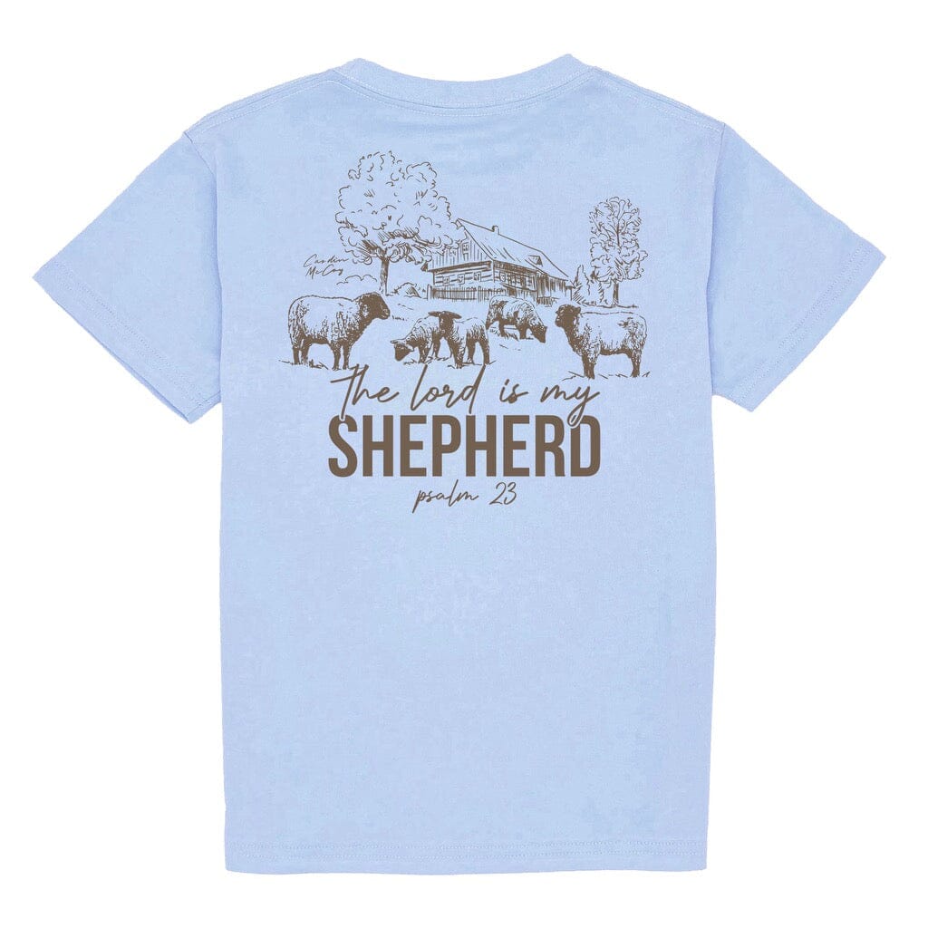Kids' Lord is My Shepherd Short Sleeve Pocket Tee Short Sleeve T-Shirt Cardin McCoy Light Blue No Pocket M (8) 