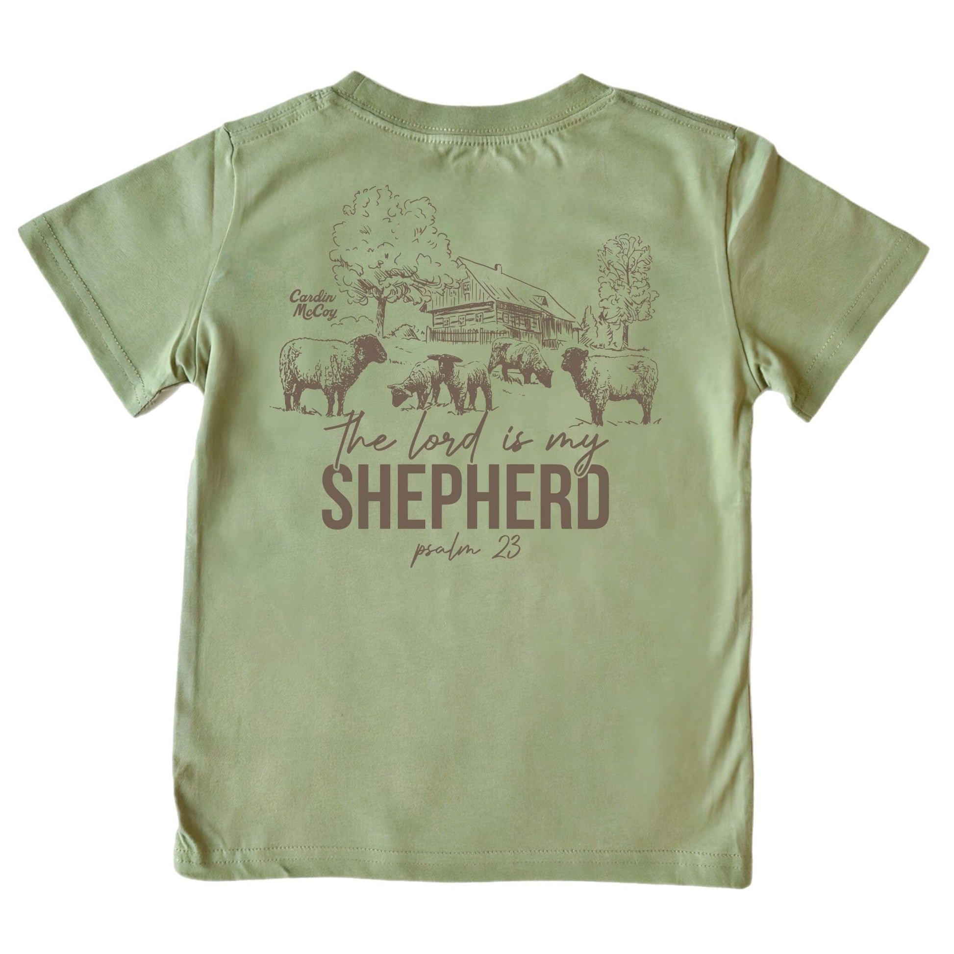 Kids' Lord Is My Shepherd Tractor Short-Sleeve Tee Short Sleeve T-Shirt Cardin McCoy Light Olive XXS (2/3) Pocket