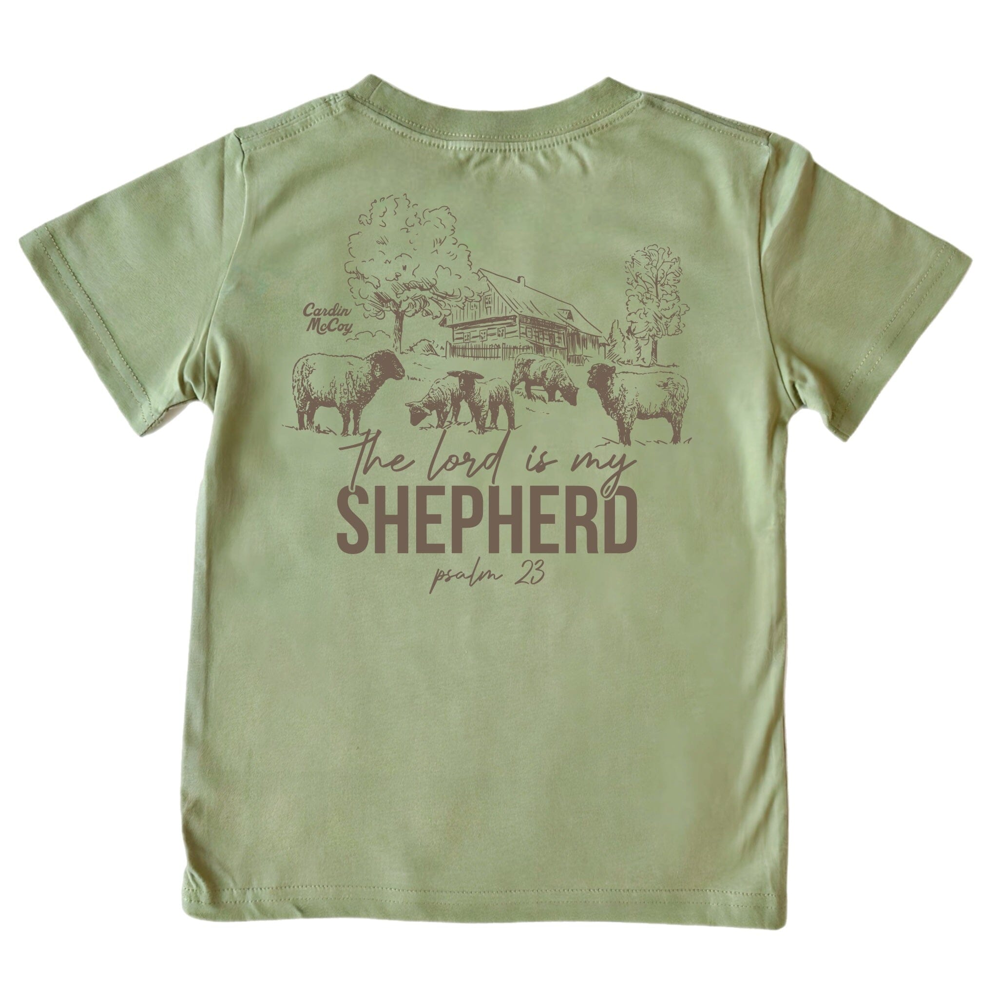 Kids' Lord Is My Shepherd Tractor Short-Sleeve Tee Short Sleeve T-Shirt Cardin McCoy Light Olive XXS (2/3) Pocket