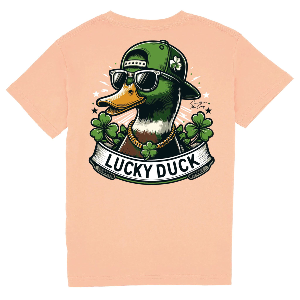 Kids' Lucky Duck Short Sleeve Pocket Tee Short Sleeve T-Shirt Cardin McCoy Peach XXS (2/3) 
