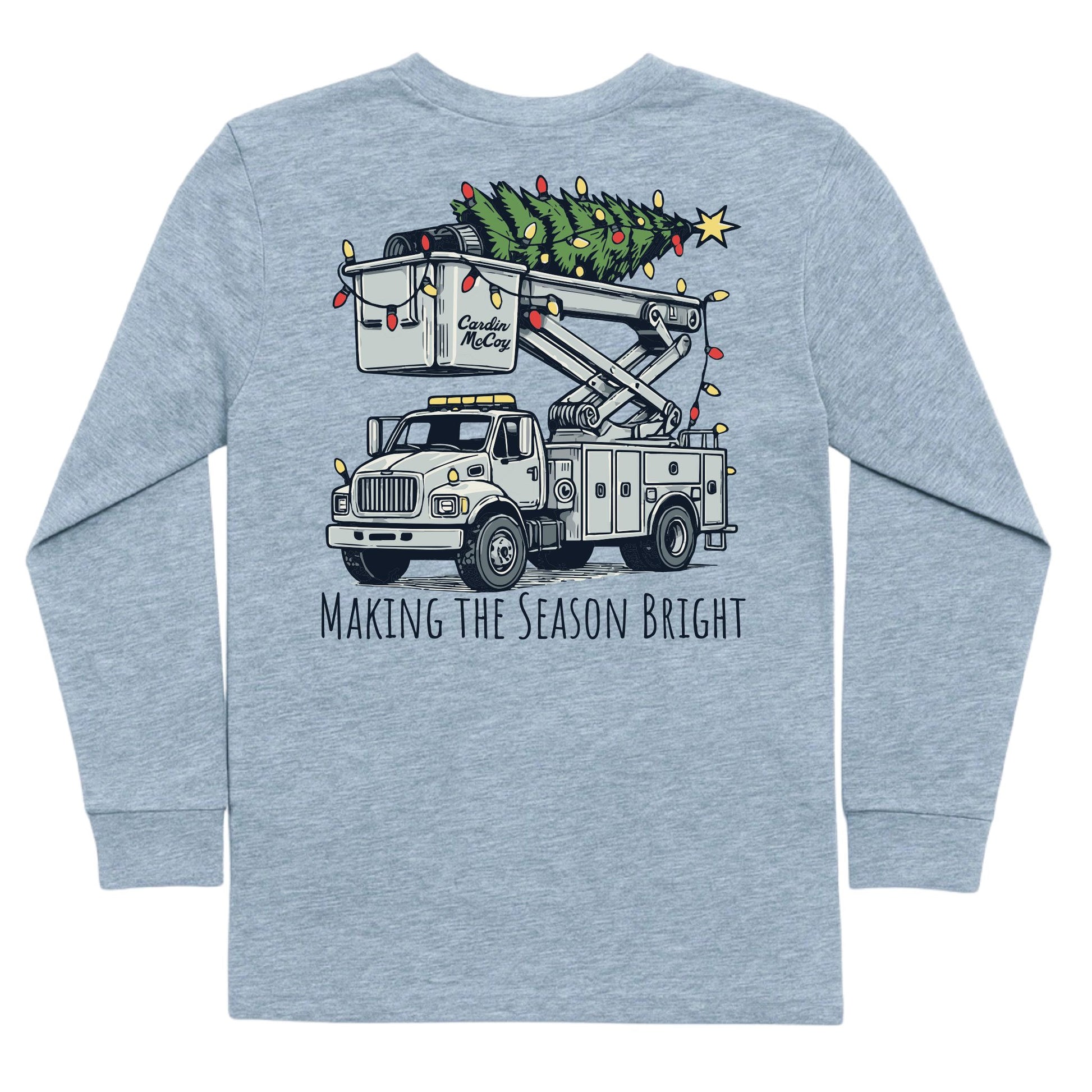 Kids' Making The Season Bright Long-Sleeve Tee Long Sleeve T-Shirt Cardin McCoy Heather Gray XXS (2/3) Pocket