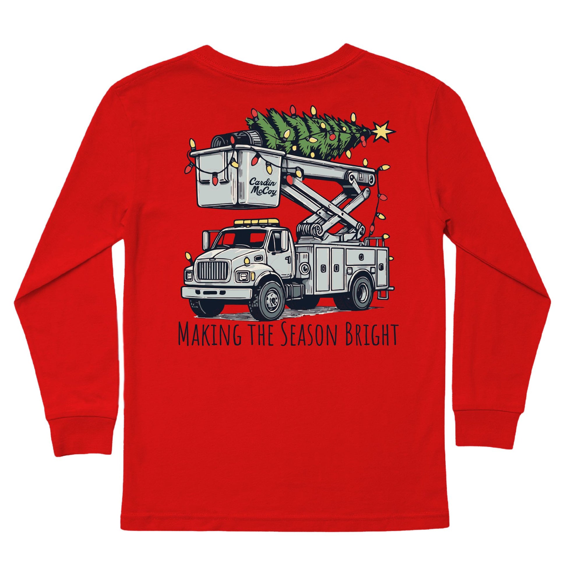 Kids' Making The Season Bright Long-Sleeve Tee Long Sleeve T-Shirt Cardin McCoy Red XXS (2/3) Pocket