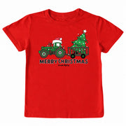 Kids' Merry Christmas Tractor Front Design Short-Sleeve Tee Short Sleeve T-Shirt Cardin McCoy Red XXS (2/3) Pocket