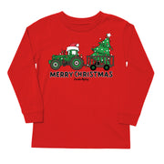 Kids' Merry Christmas Tractor Front Long-Sleeve Tee Long Sleeve T-Shirt Cardin McCoy Red XXS (2/3) No Pocket
