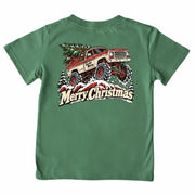 Kids' Merry Christmas Truck Short-Sleeve Tee Short Sleeve T-Shirt Cardin McCoy Dark Olive XXS (2/3) Pocket