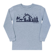 Kids' Nativity Sketch Front Long-Sleeve Tee Long Sleeve T-Shirt Cardin McCoy Heather Gray XXS (2/3) No Pocket